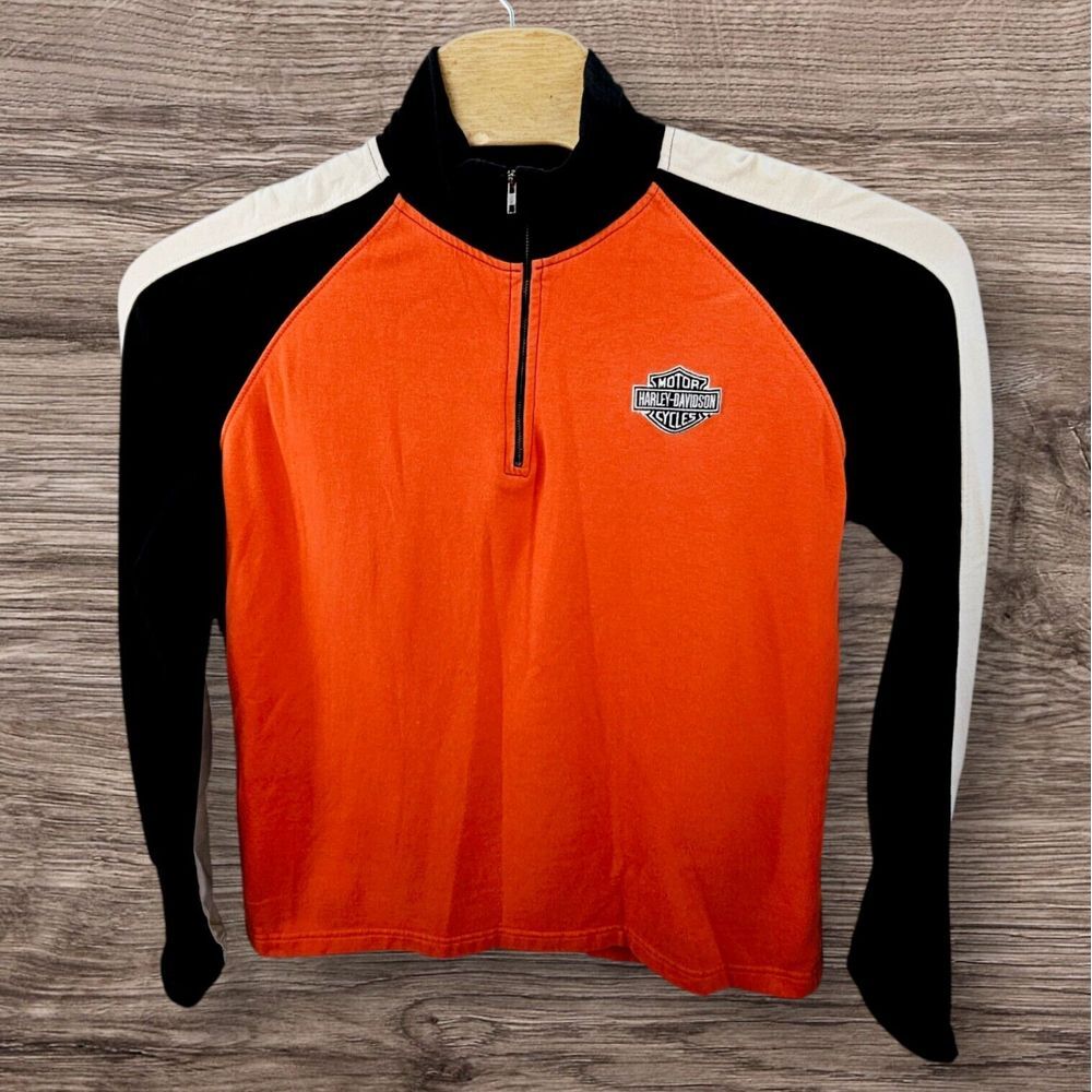 Harley Davidson 1/4 Zip‎ Pullover Live To Ride Motorcycles Multi-color Size XL